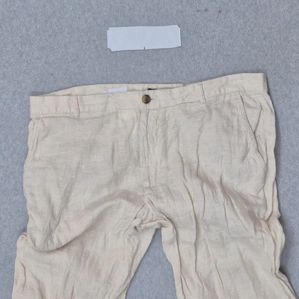 Club Room Men Pants 36W 34L Beige Linen Dress Coastal Beach 32